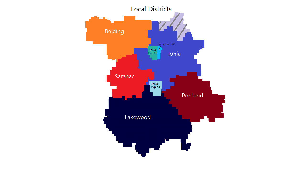 Map of Ionia County School Districts